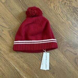 Janie and Jack Red Knit Hat with Pom-Pom